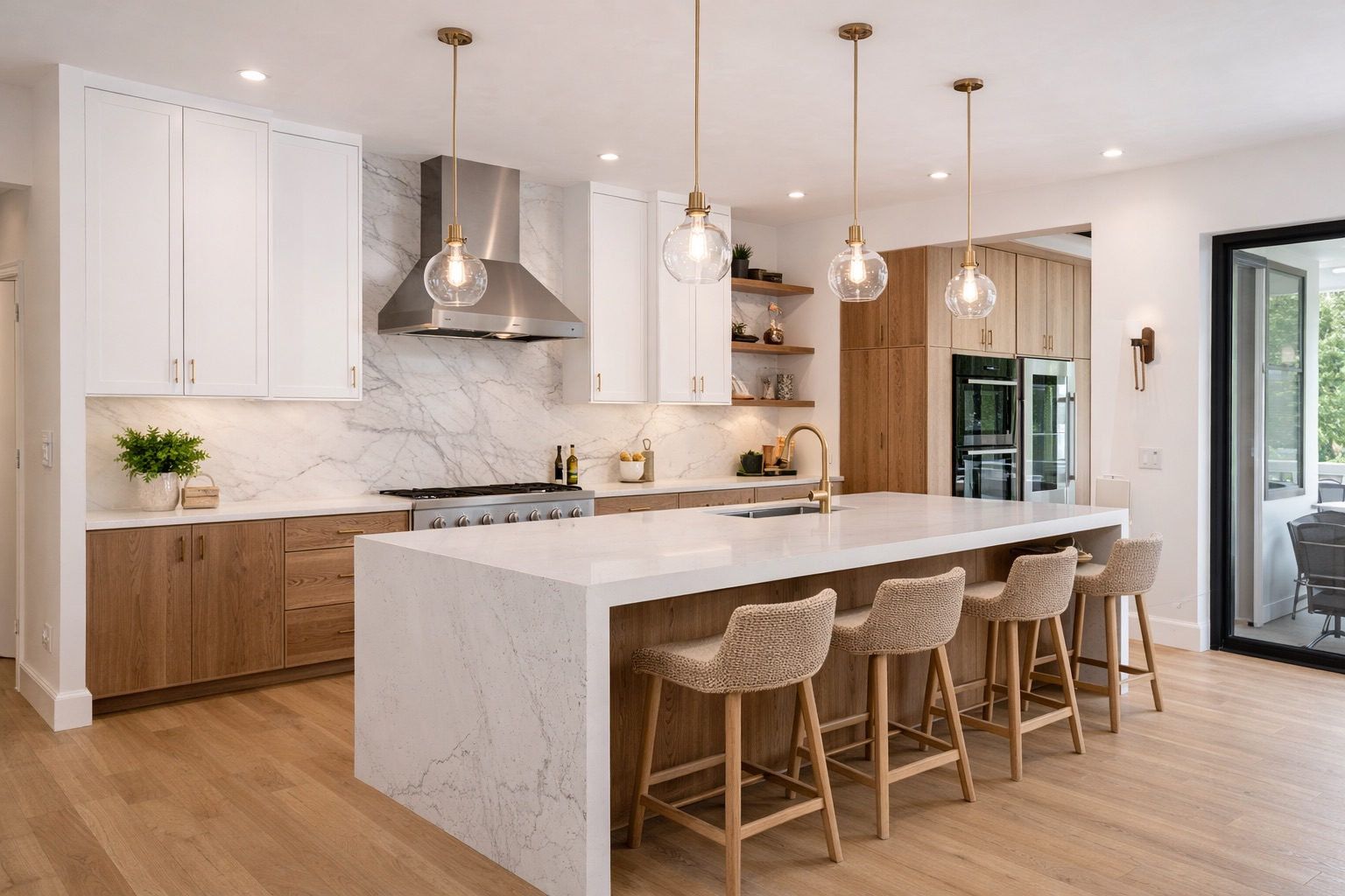 South Austin kitchen remodeling project with quartz countertops and custom cabinetry by B&H Remodeling