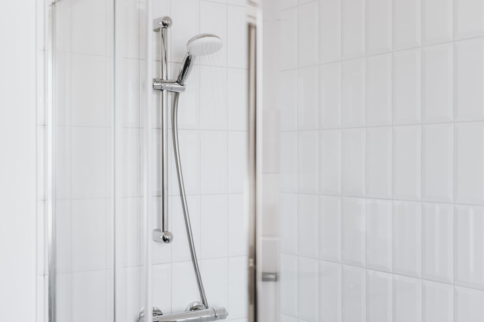 white tile shower walls guest bathroom remodel Pflugerville TX